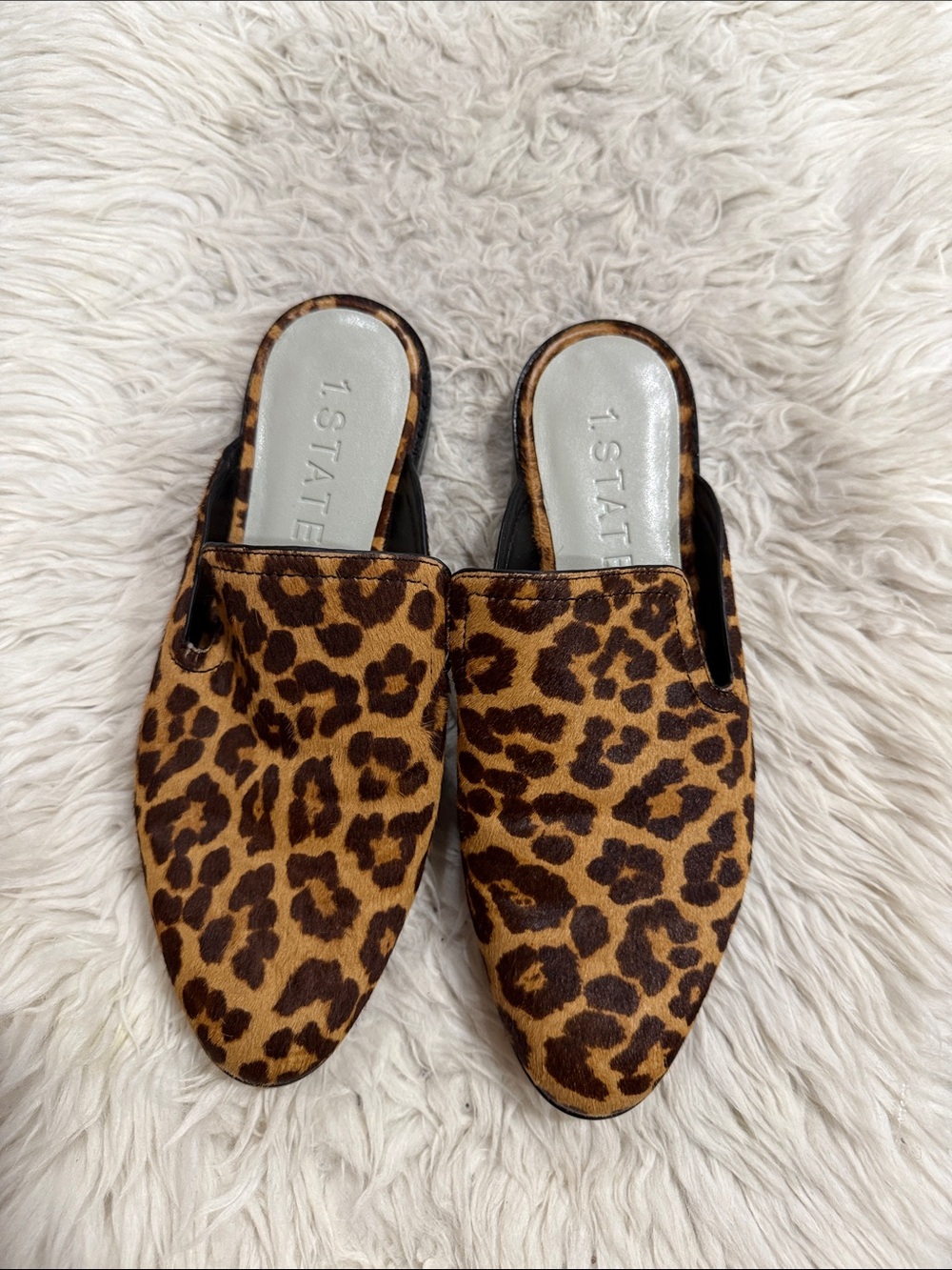 1. State Real LEOPARD PRINT Leather
Calf Hair Slide Mule Flats Size 8M